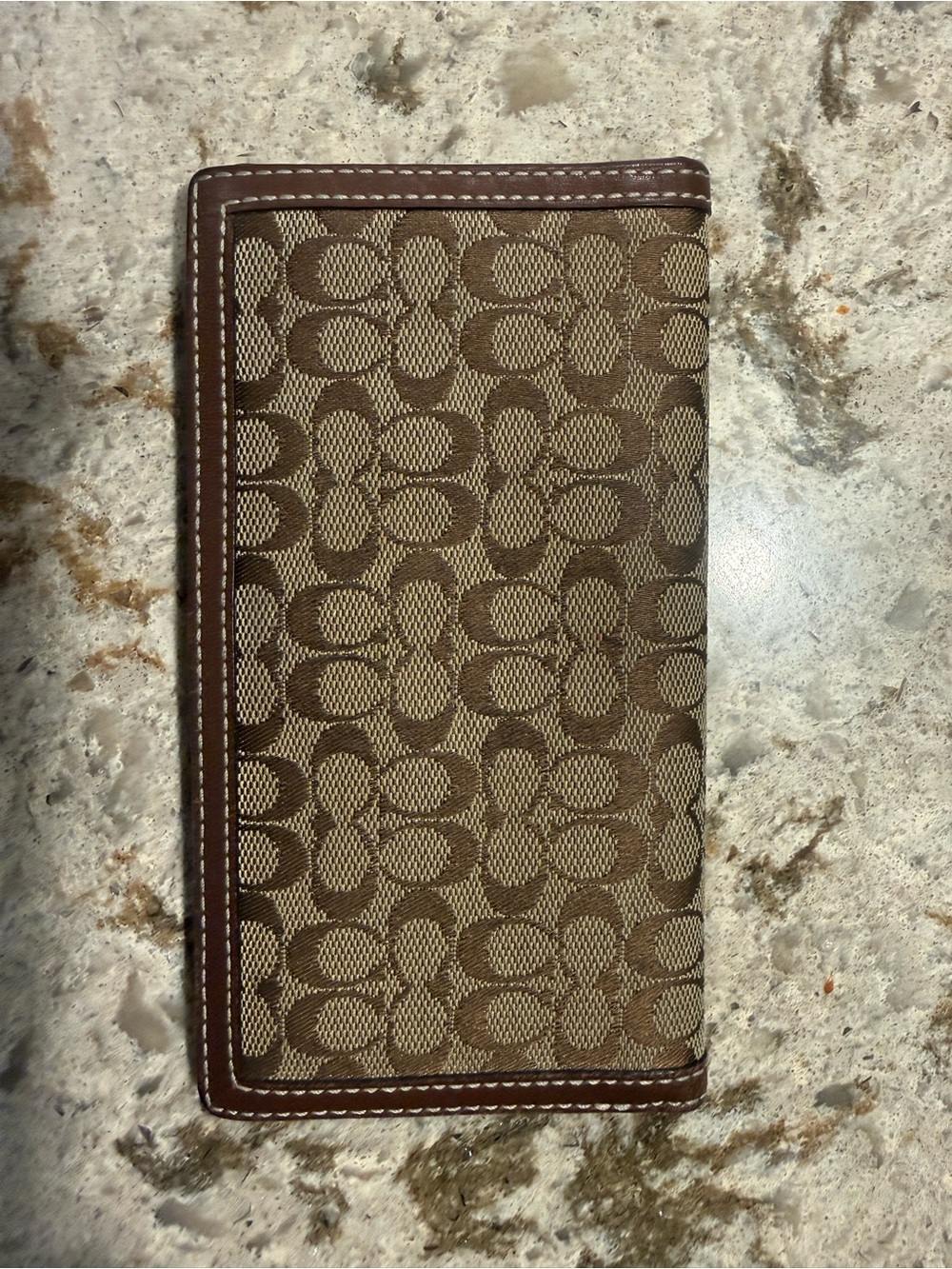 Coach signature pattern brown/tan checkbook holder
